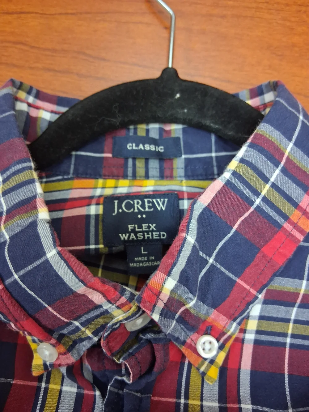J.Crew Classic Flex Washed Button-Down Sport Shirt Multi Color Plaid Pattern L